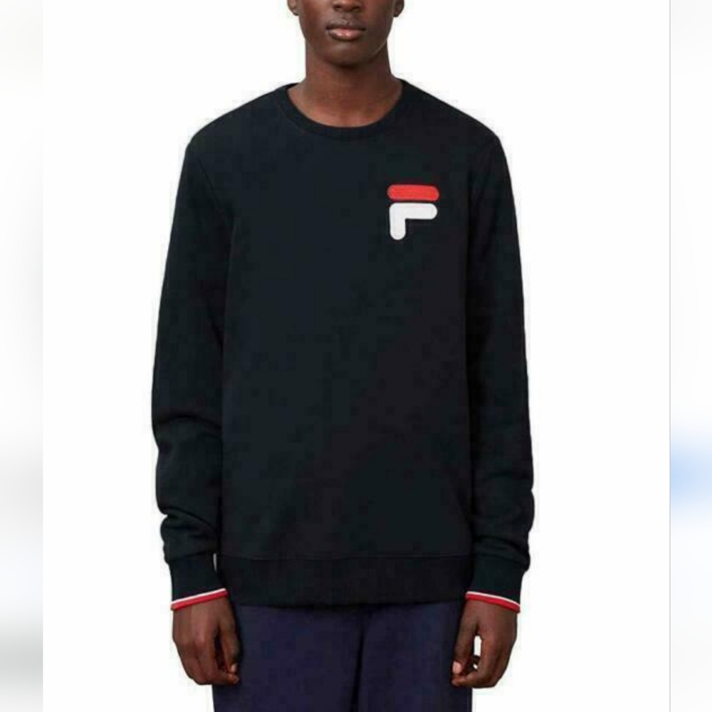 Fila Men's French Terry Black Crewneck Sweatshirt Size Medium